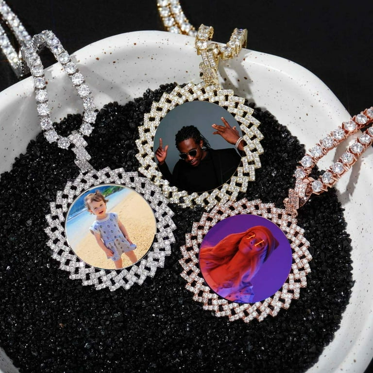 Iced out custom photo hotsell pendant necklace