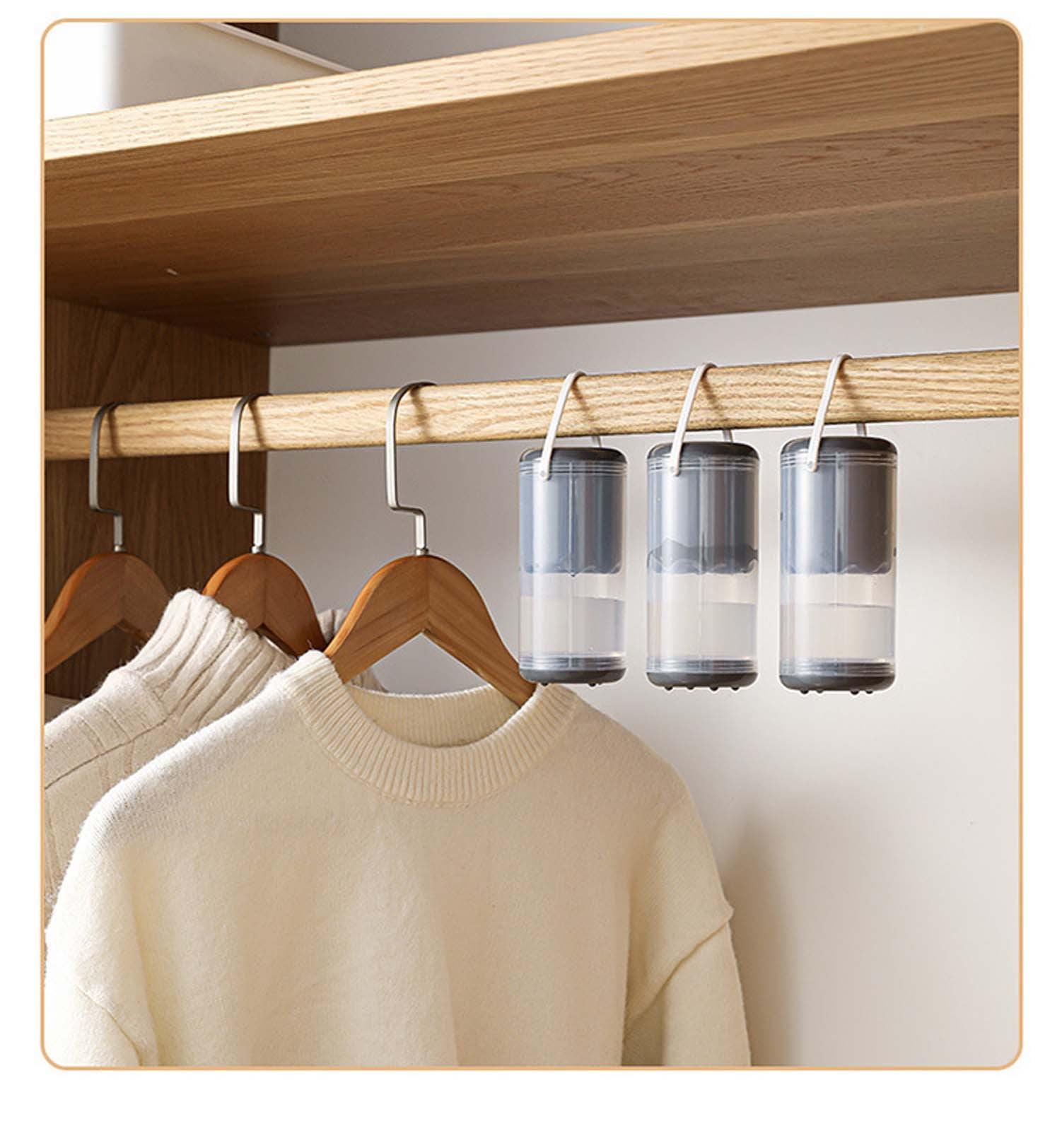 JilgTeok 4 Packs Reusable Hanging Wardrobe Dehumidifier Box with Aromatherapy Tablets for Moisture Control and Odor Elimination in Closets