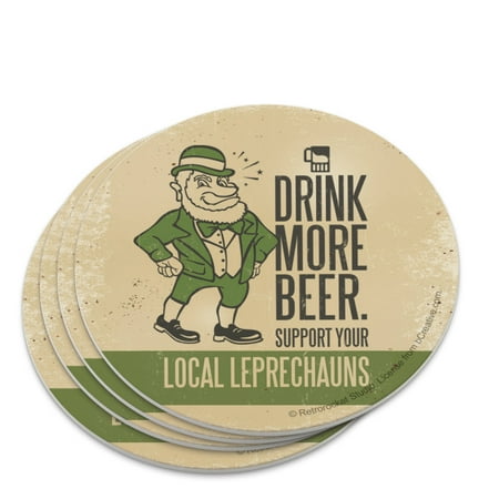 

Drink More Beer Support Local Leprechauns Novelty Coaster Set