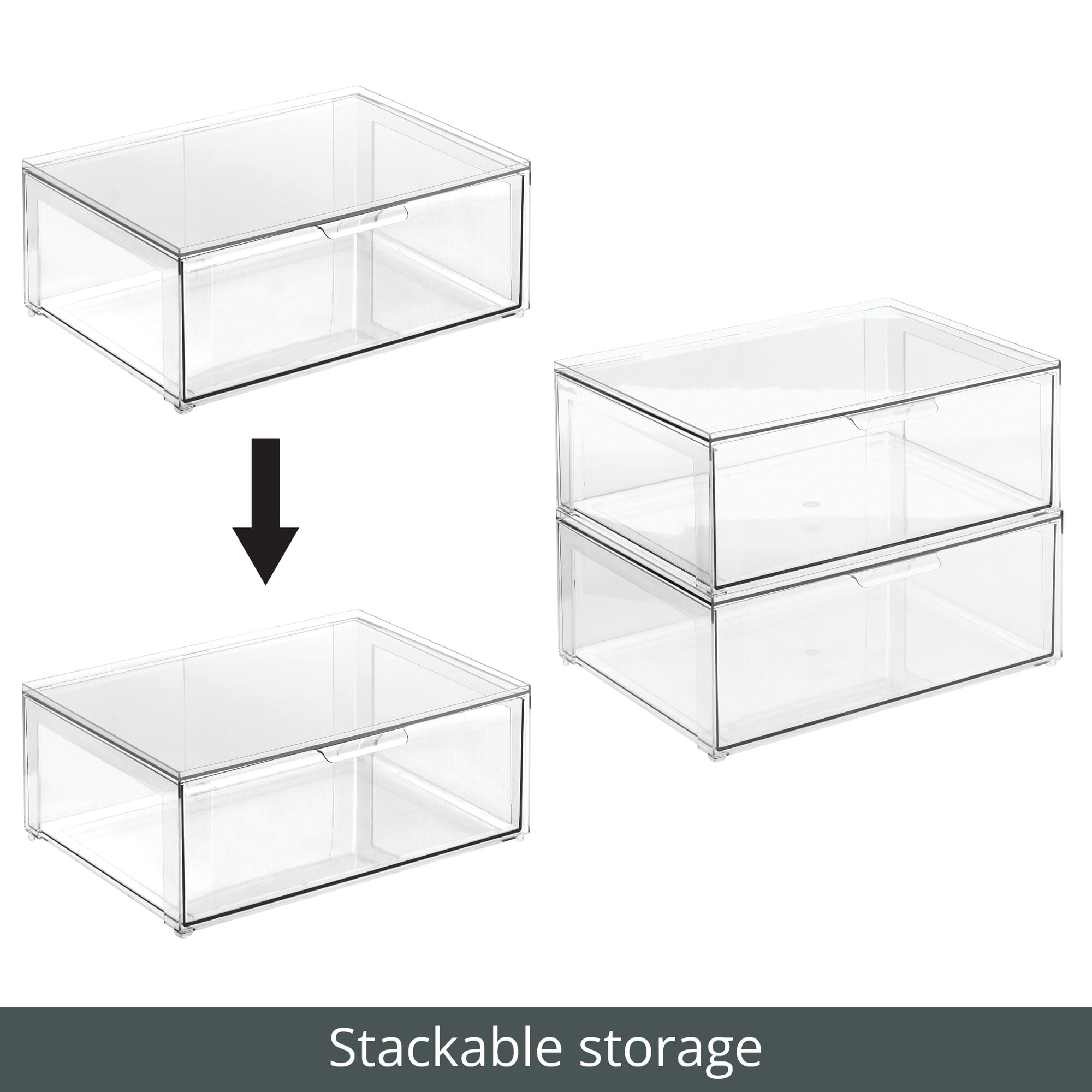 mDesign Stackable Closet Storage Bin Box with Lid, 7 High, 6 Pack - Clear,  6 - Kroger