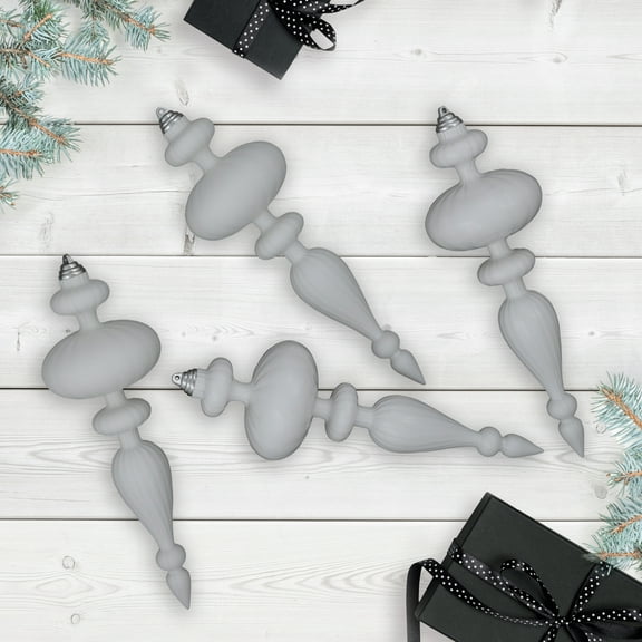 Northlight Commercial Size Shatterproof Finial Christmas Ornaments - 14" - White - Set of 4