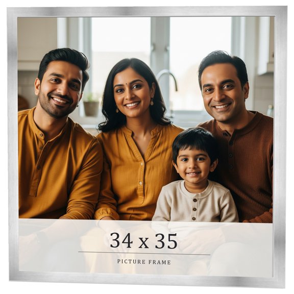 34x35 Frame Silver Real Wood Picture Frame Width 0.75 inches | Interior Frame Depth 0.5 inches |