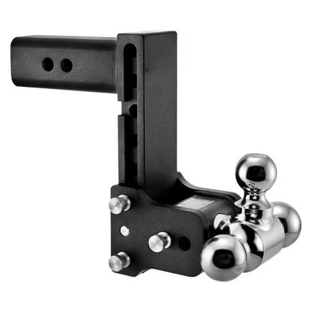 Tow & Stow Adjustable Trailer Hitch Ball Mount Fits 2.5" Receiver, Tri-Ball (1-7/8" x 2" x 2-5/16") ,Secure All-In-One Ball Hitch