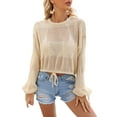 thumbnail image 1 of BeautyIn Knitted Bikini Beach Sunblock Shirt Draw Rope Short Plus Size Smock Woman, 1 of 6