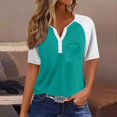 thumbnail image 2 of Yigetop Short Sleeve Henley Shirts for Women, Womens Fashion Short Sleeve Tops Basic Tunic T Shirts Casual Button Down Half Sleeve Blouses Tshirts Shirts for Women Sky Blue 3XL, 2 of 5