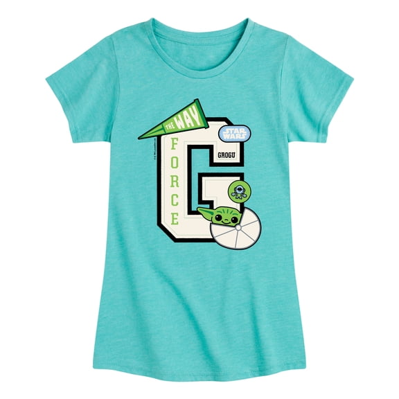 The Mandalorian - Grogu Letterman - Youth Girls Short Sleeve T-Shirt