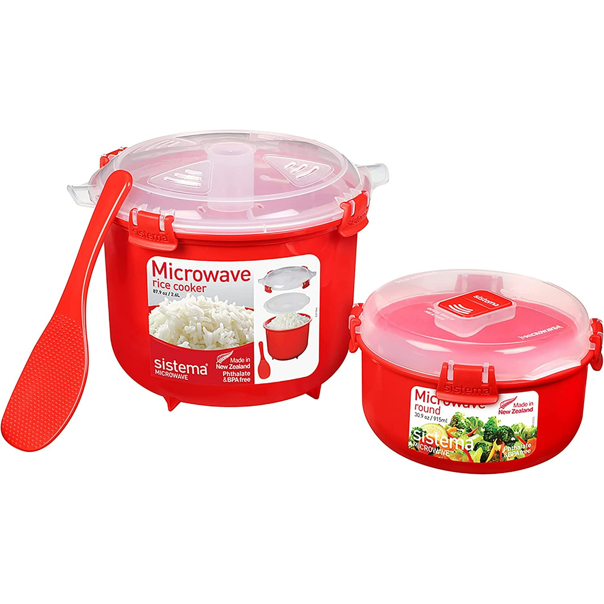 Sistema Microwave Rice Cooker and Steamer Bowl for Vegetables with Steam Release Vent Dishwasher Safe Red Walmart