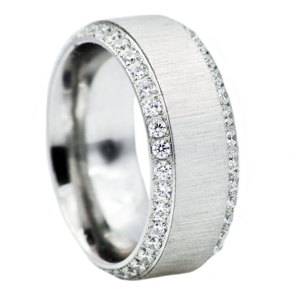 Men's Stainless Steel Band With Cubic Zirconia.