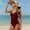 Wine, variant on UTSJKR Women's Starfish Accent Cutout One-Piece Swimsuit, Halter Neck Sleeveless Bathing Suit with Ruched Waist Red M