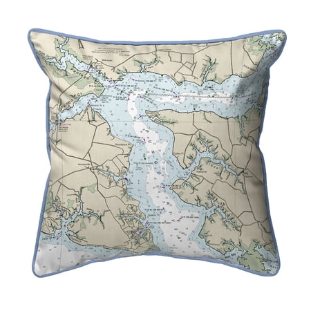 Betsy Drake HJ11548PR 18 x 18 in. Pungo River NC Nautical Map Large Corded Indoor & Outdoor Pillow