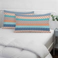 thumbnail image 4 of Teal Orange Striped Standard Size Pillow Cover,Pillowcase Protectors with Zipper,Breathable Decorative Throw Pillow Case Cover,Boho Modern Geometric Abstract Art Pillow Shams for Couch Sofa 20x26Inch, 4 of 8