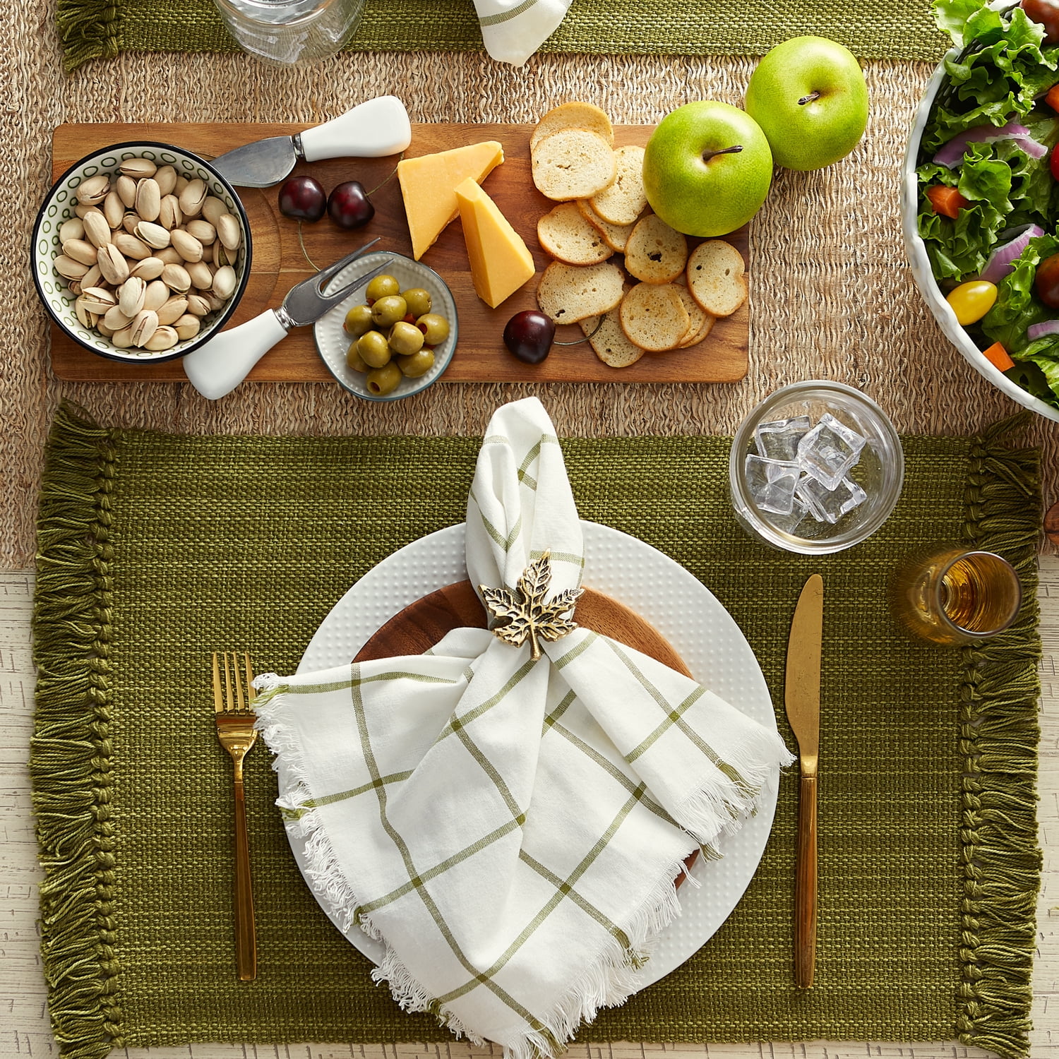 Variegated Olive Green Fringe Placemat (Set of 6)