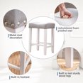 thumbnail image 4 of Bar Stools Set of 2, Backless Square Counter Stool Solid Wood Legs, Saddle-style Island Stool, Farmhouse Barstools with Dailhead Trim Decorate for Kitchen Counter Dining Room,Light Gray, 4 of 7