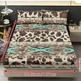 thumbnail image 2 of COEQINE Sheet Set Full Size Fitted Bed Sheet Wrinkle Free Fade Resistant Bedding Set for Women Men, All Season Home Decor for Full Size Bed, American Tribal Cow Print Vintage, 2 of 5