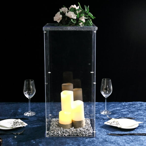 Balsa Circle 24" Clear Acrylic Display Box Centerpiece Column Pedestal Riser Party Wedding Decorations