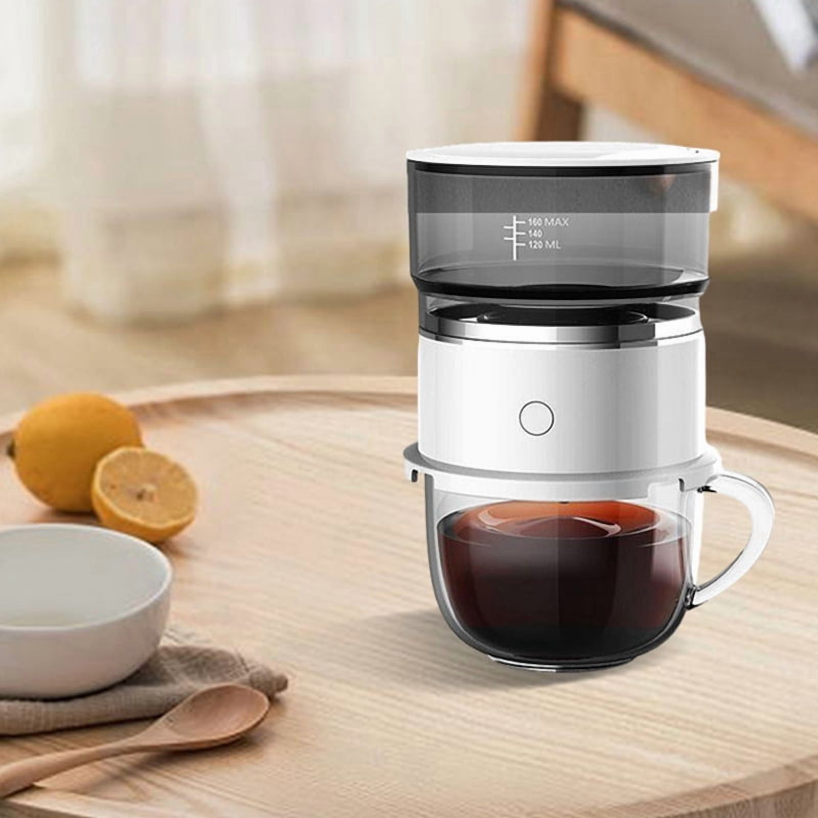 Portable Hand-Pressed Coffee Maker with Stainless Steel Filter Automatic Drip for Travel, Camping,