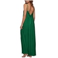 thumbnail image 4 of Zpzdpjkx Women's Lace Trims Backless Spaghetti Strap Maxi Dress Boho Flowy Beach Cover-Up Dress for Summer Vacation Green 2XL, 4 of 7