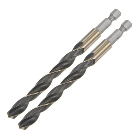 

Uxcell 2 Pack High Speed Steel Twist Drill Bit 9mm Drilling Dia. with 1/4 Inch Hex Shank 125mm Length