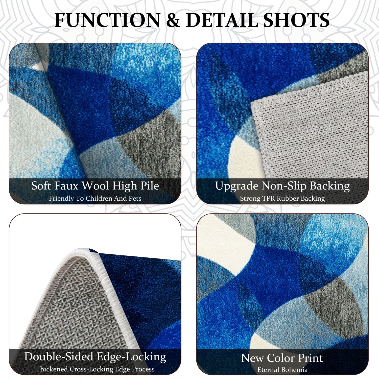 3 Piece Kitchen Rug Set, Abstract Pattern Kitchen Hallway Rug, Soft And Comfortable, Suitable For Sinks, Floors, Entrances, Hallways And Bathrooms