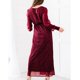 thumbnail image 3 of Vestido de manga larga con abertura lateral, vestido de cuello en V para mujer, vestido largo de manga larga para mujer, vestido maxi elegante compacto y liviano, 3 of 5