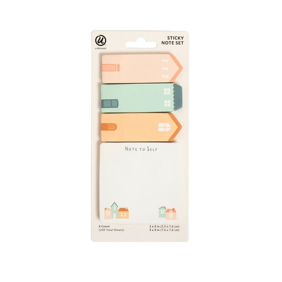 U Brands Sticky Notes and Tabs, Multicolor, Set of 4, 50 Sheets Each