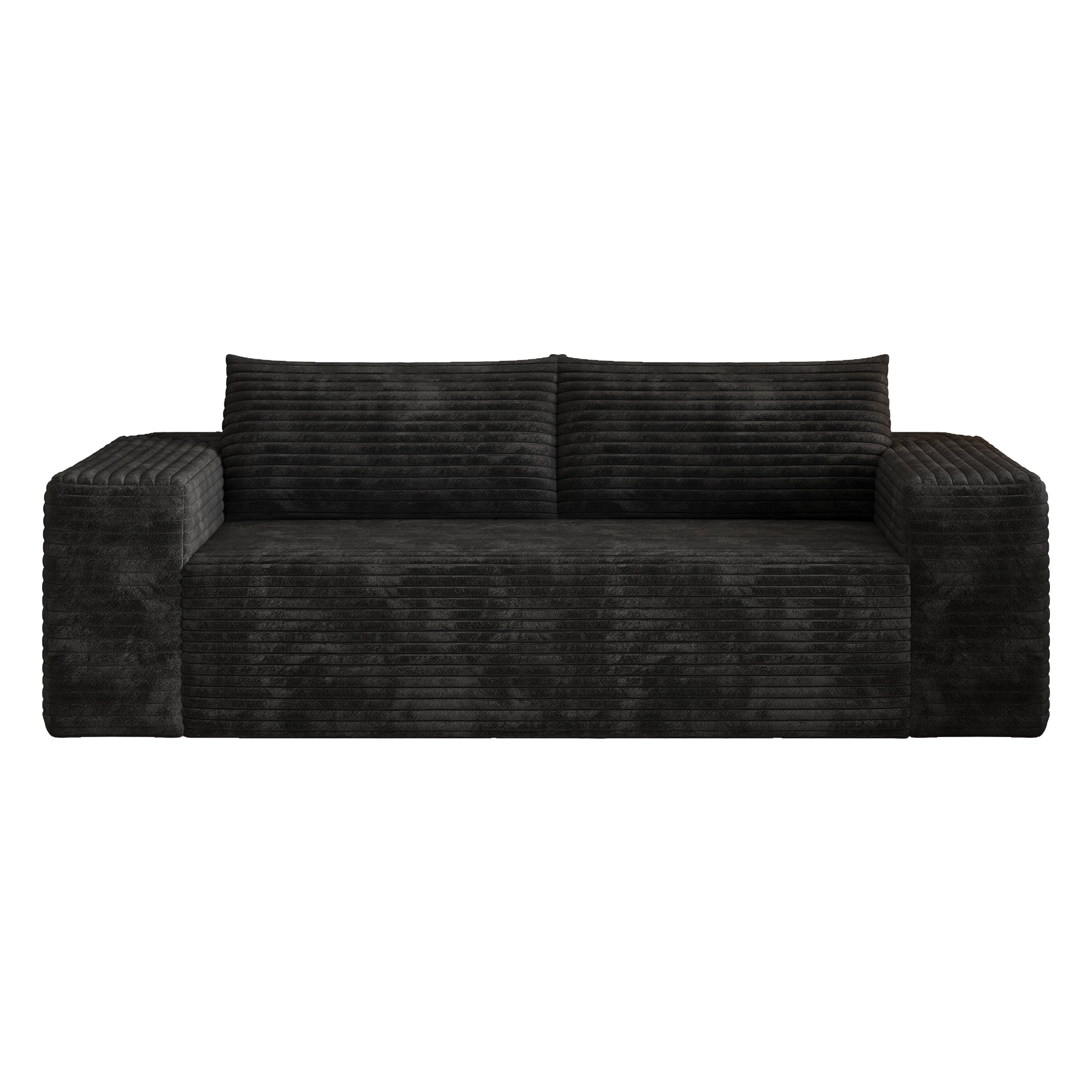 Aukfa 78.8" 3 Seater Couch, Corduroy Upholstered Deep Seat Couch, No Assembly Comfy Sofa for Living Room, Bedroom, Apartment, Black