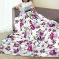 thumbnail image 6 of Honeii Violets Flowers Print Fleece Blanket - Throw Blanket for Bed, Sofa, Couch, Camping, and Travel , Microplush Ultra Soft Warm Blanket-60"x50", 6 of 7