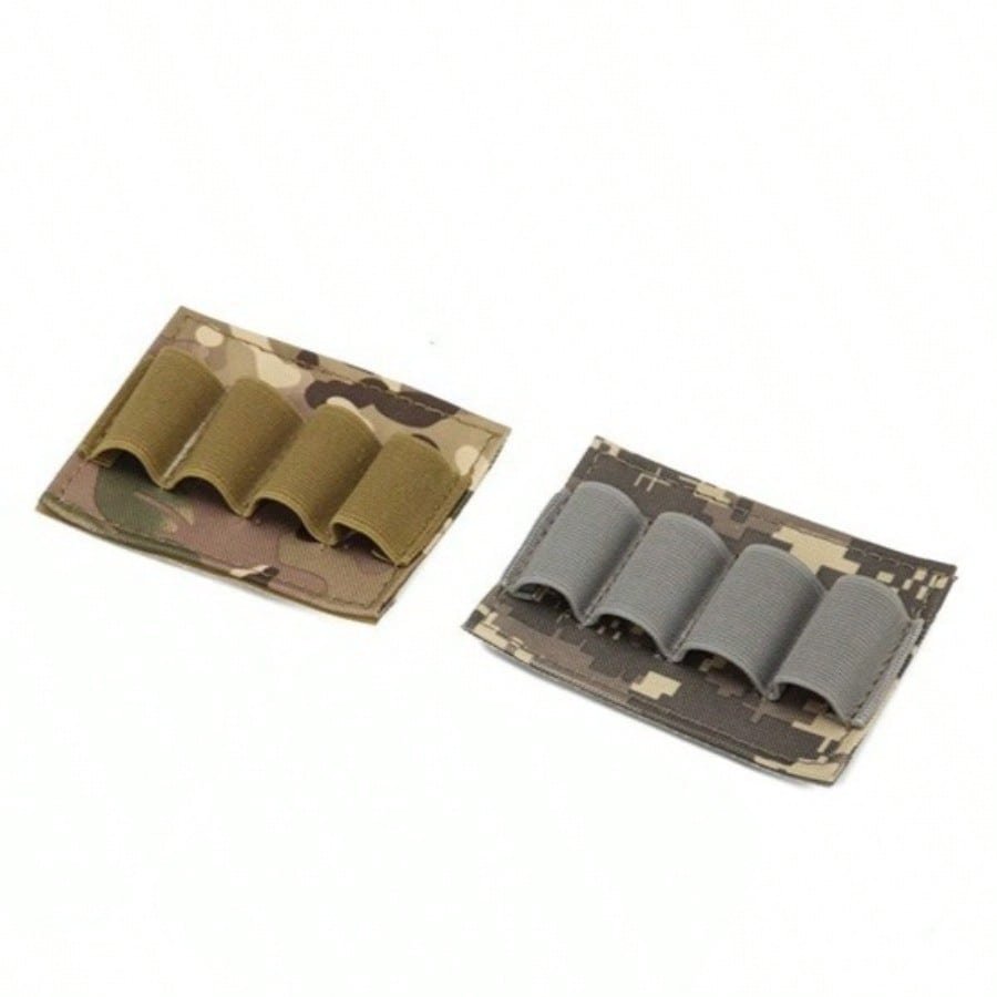 2pcs Outdoor Combat Four-Hole Velcro Tactical Shotgun Ammo Pouch Accessory Bag Loose Bullet Quick Draw Case
