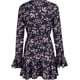 thumbnail image 5 of Vestido de mujer con estampado floral, escote en V, manga larga acampanada, dobladillo con volantes, vestidos cortos con cordón, 5 of 6