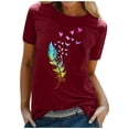 thumbnail image 2 of DondPO Tshirts for Women,Graphic Tee Women Shirt Casual Stylish Top Shirts Short Sleeve Shirts,Summer Tops for Women 2024,Deal Of The Day Red XXL, 2 of 5