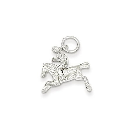 .925 Sterling Silver Moveable Bronco Charm Pendant