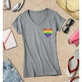 thumbnail image 3 of S4E Women's Gay Rainbow Heart LGBTQ Pride Slim Fit V-Neck T-Shirt XX-Large Sports Grey, 3 of 4