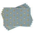 thumbnail image 1 of Ambesonne Harbour Stripe Place Mats Set of 4, Vintage Anchors, Standard Size, Earth Yellow Slate Blue, 1 of 6