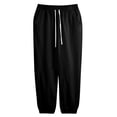 thumbnail image 6 of Domuza Mens Cotton Linen Pants Elastic Waist and Ankle Drawstring Baggy Style Lightweight Breathable Beach Pants Black M, 6 of 7