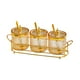 thumbnail image 2 of Set de 3 Tarros Herméticos para Condimentos con Cucharas, Caja de Almacenamiento de Especias de Plástico 350ml Cada Uno, Dorado Verde Transparente, Estante de Metal para Encimera de Cocina, 2 of 6