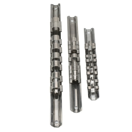 

VIFERR 3pcs Socket Storage Rack Rail Tray Stainless Steel 8 Positions Socket Rack Storage Rail Tray Holder Tool Stand Shelf Organizer