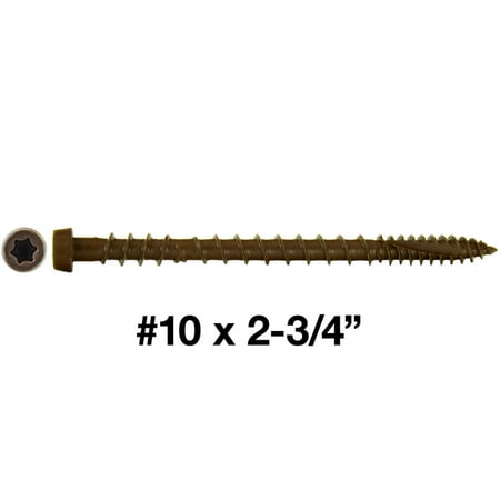 

#10 x 2-3/4 MOCHA Composite Decking Exterior Coated Wood Screw Torx/Star Drive Head - Decking Exterior Coated Torx/Star Drive (1 POUND - 75 Approx. Screw Count)