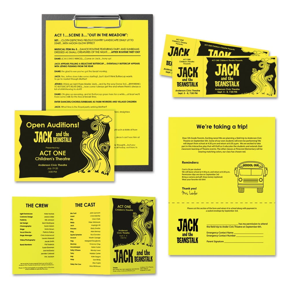 Astrobrights 21011 8.5 in. x 11 in. 24 lbs. Bond Weight Color Paper - Lift-Off Lemon (500/Ream)
