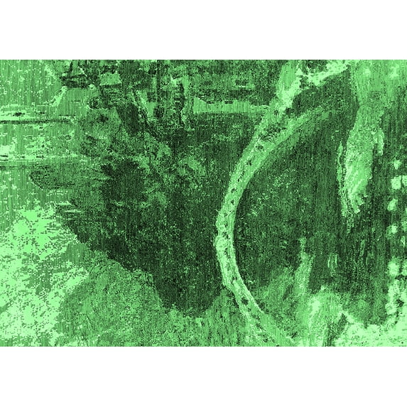 Ahgly Company Indoor Rectangle Oriental Emerald Green Industrial Area Rugs, 7' x 9'