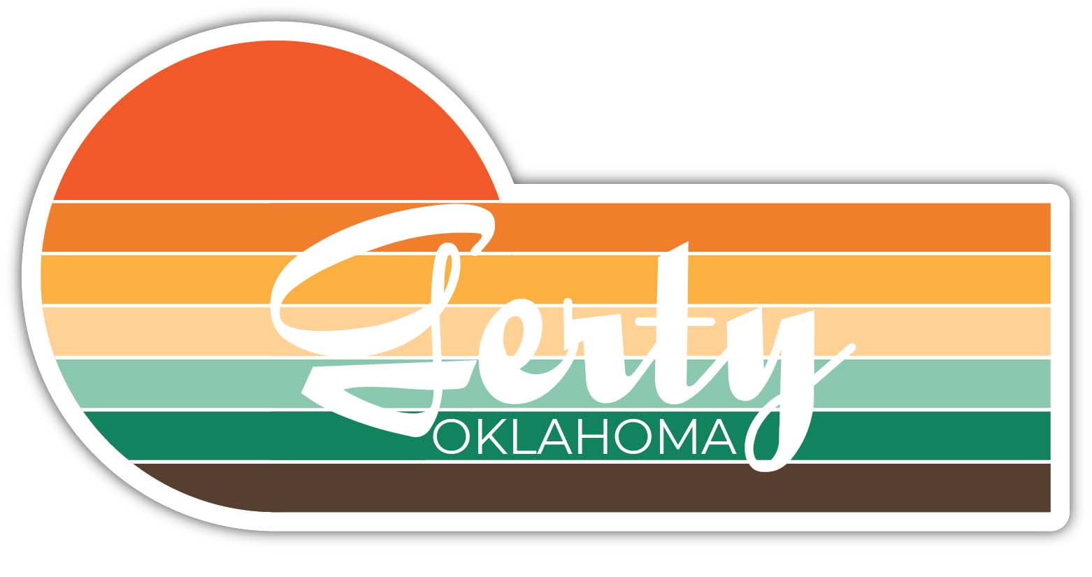 Gerty Oklahoma 2 x 1.25 Inch Sticker Retro Vintage Sunset City 70s
