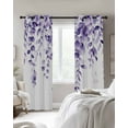 thumbnail image 3 of Purple Eucalyptus Leaves Blackout Curtains 63 Inches Long for Bedroom, Watercolor Spring Botanical Thermal Insulated Room Darkening Black Out Window Curtain Panels Grommet Drapes for Living Room, 3 of 8