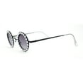 thumbnail image 3 of Large Rhinestone Rim Micro Small Hippie Round Circle Lens Metal Sunglasses Black - Smoke, 3 of 4