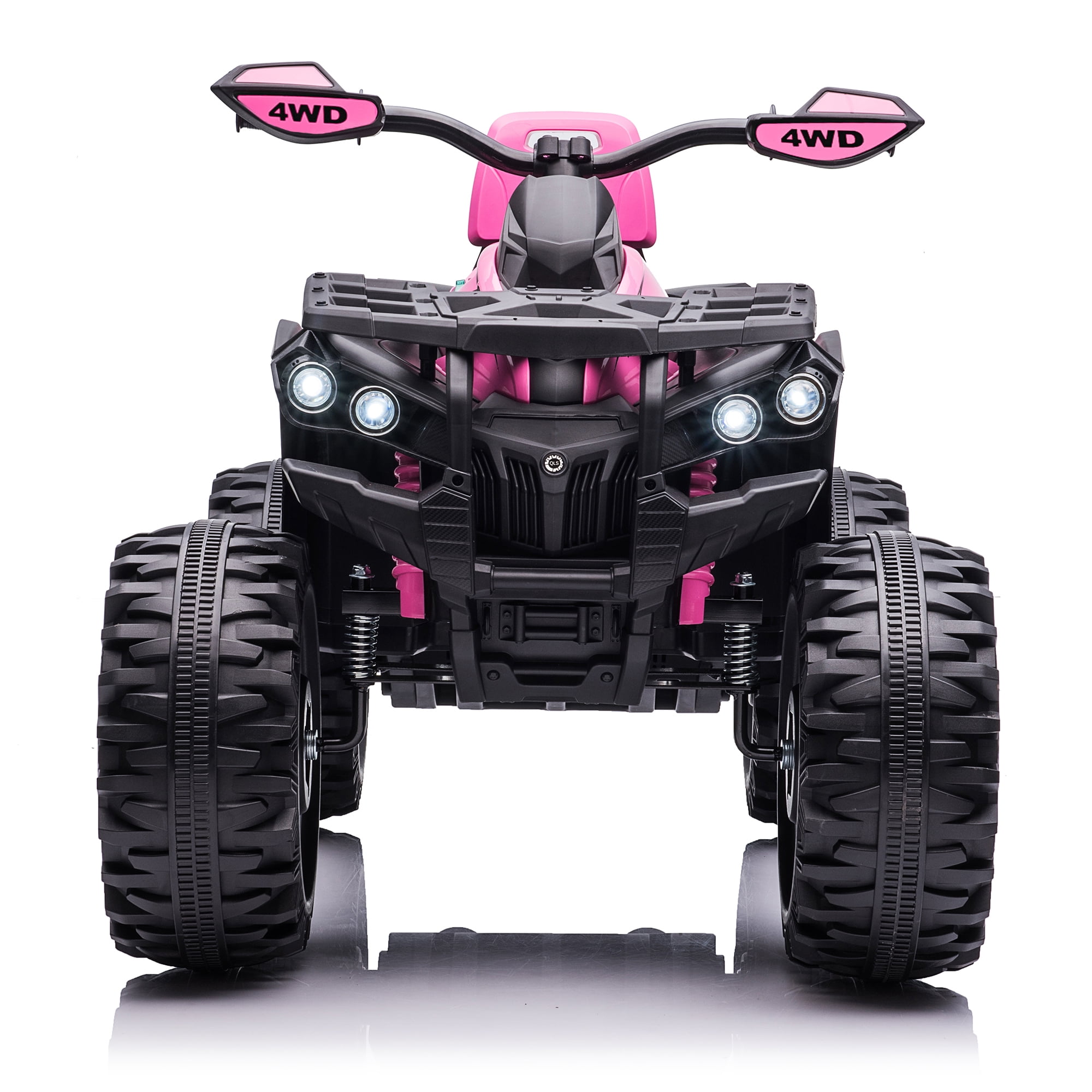 800W Dirt Quad w/ Remote Control - 24V Powered Ride on ATV, Electric Powerful 4-Wheeler for Big Kids, Up to 5.5 mph, Knee Pads, Pink
