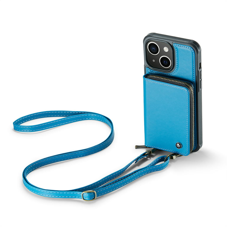 iPhone 15 Pro Max Magsafe Zipper RFID Wallet All-inclusive Shockrpoof Phone  Case - Blue