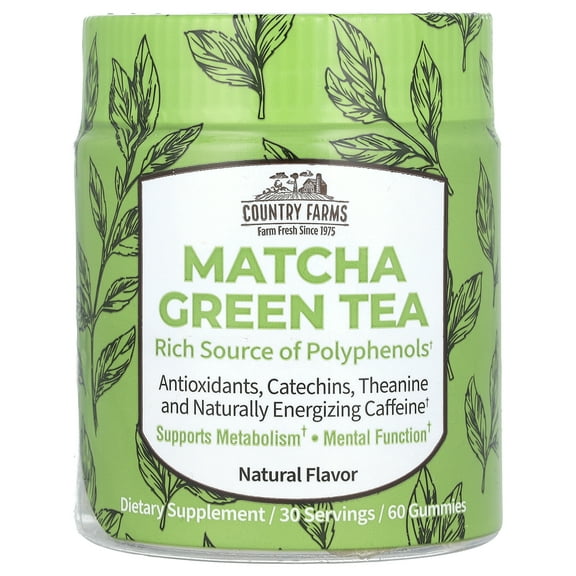 Country Farms Matcha Green Tea, Natural, 60 Gummies (12.5 mg per Gummy)