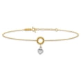 thumbnail image 3 of 14k Two Tone Gold Circle Heart 9 Inch Plus 1 Anklet Ankle Bracelet Love Puffed, 3 of 11