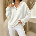 thumbnail image 4 of Perfectbot Women Waffle Knit Henley Hoodie, Long Sleeve Drawstring Pullover Fall Casual Sweatshirt, 4 of 7