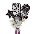 thumbnail image 2 of Party Decorations, Graduation Party Decorations 2026, Graduation Table Decorations 2026, Floral Graduation Decorations 2026, 5-Piece Black and Silver Glitter Vase Topper Set, 2 of 7