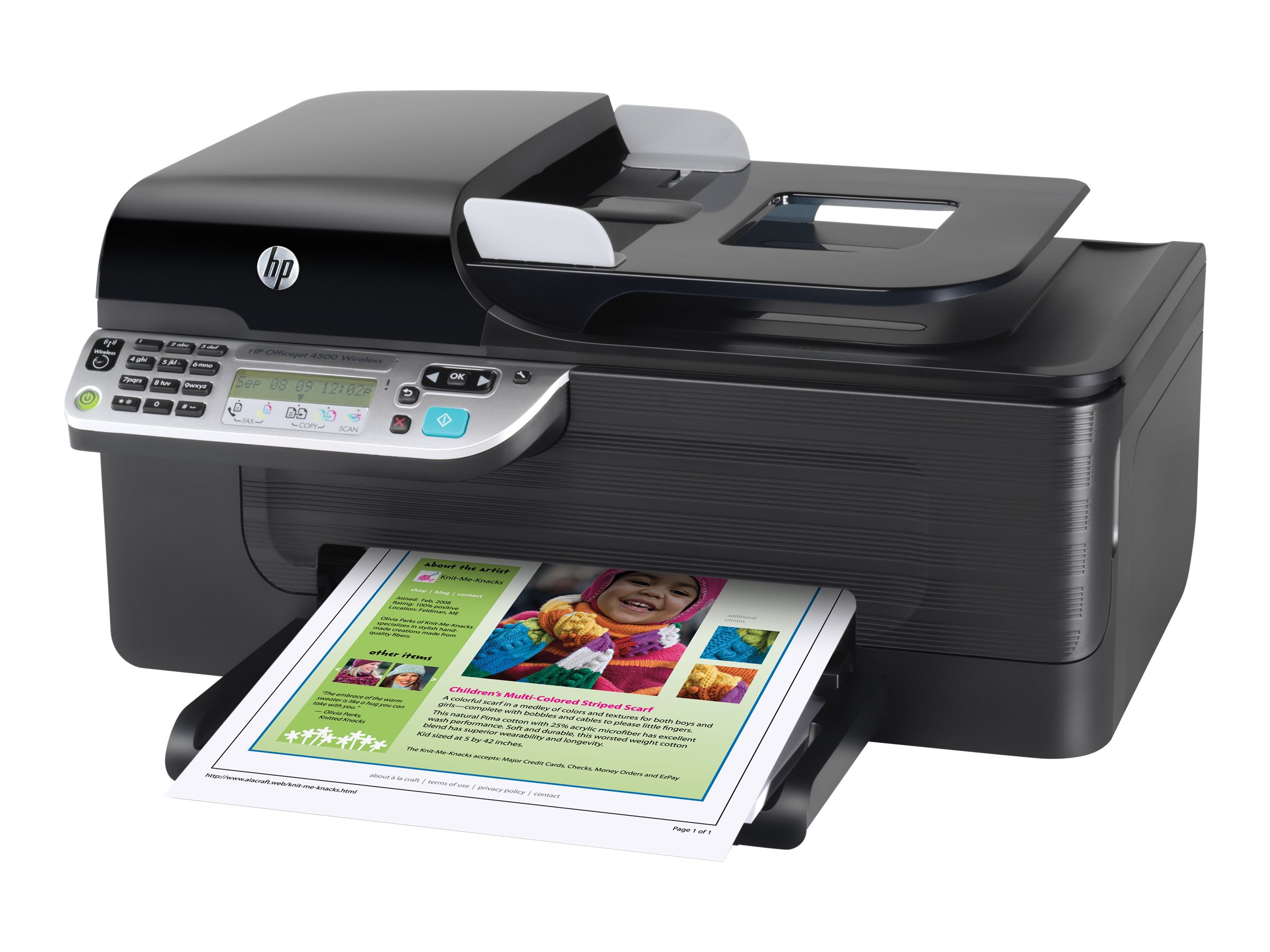 HP Officejet 4500 Wireless All-in-One G510n - Multifunction printer - color  - ink-jet - 8.5 in x 14 in (original) - Legal (media) - up to 28 ppm  (copying) ...