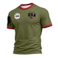 thumbnail image 2 of 250 Anniversary USA Shirt Mens Crewneck Pullover Tops Men's Tshirts Shirts Short Sleeve T Shirts America Crew Neck Tee USA 250th Anniversary Mens Tops Army Green L, 2 of 5
